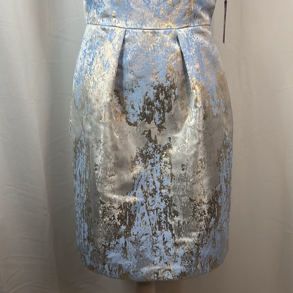 Vince Camuto Blue Metallic Foiled Jacquard Fit-And-Flare Dress- NWT - Picture 5 of 15